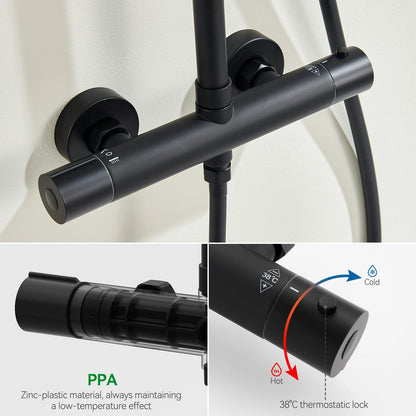 Shower Bar Thermostatic Mixer Tap Anti-Scald Mixer Tap