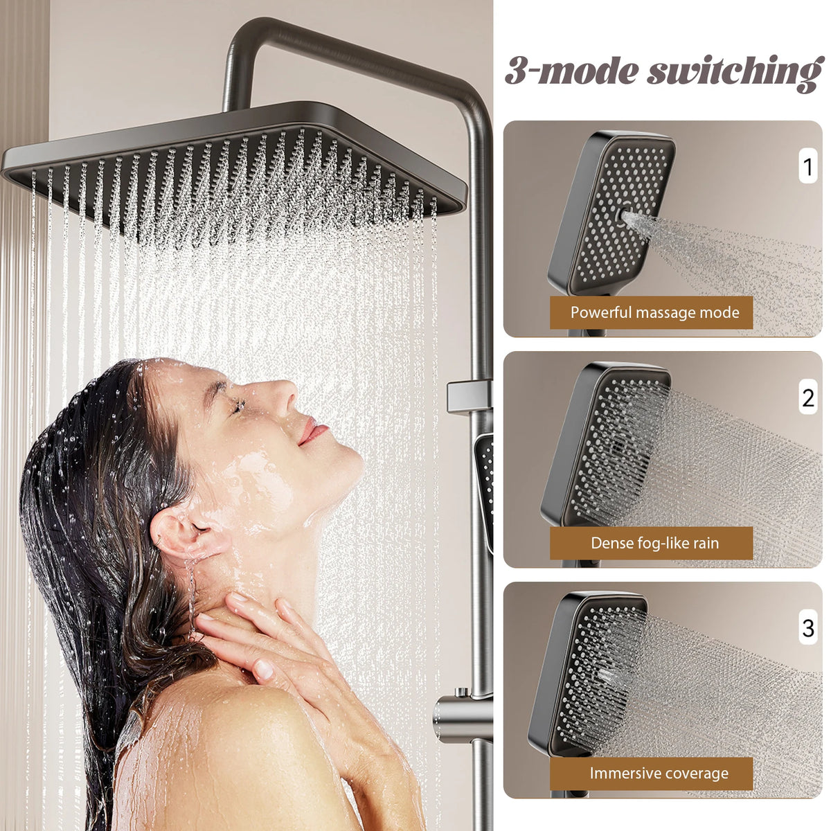 Functions Piano Keys Bathroom Shower Faucet Digital Temperature