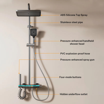Functions Piano Keys Bathroom Shower Faucet Digital Temperature