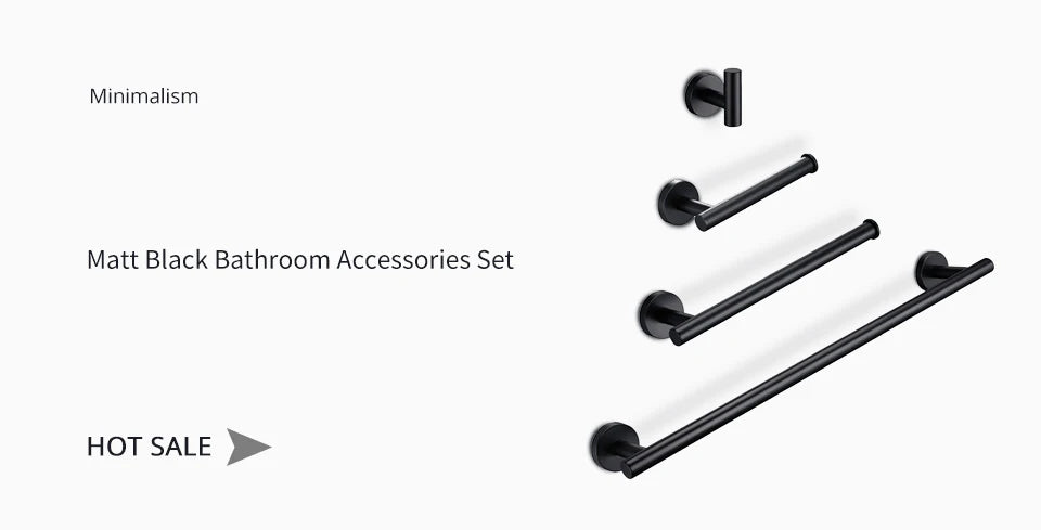 Bathroom Hardware Kit Towel Bar Wall Mount Matt