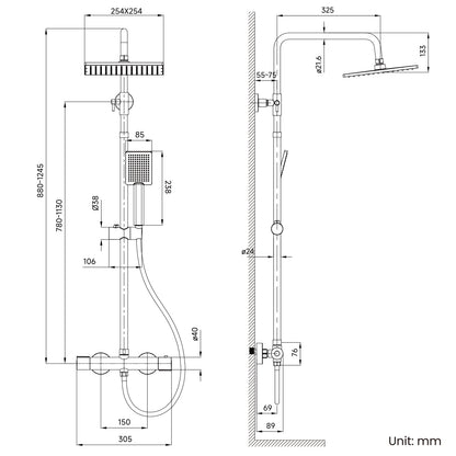 Shower Bar Thermostatic Mixer Tap Anti-Scald Mixer Tap