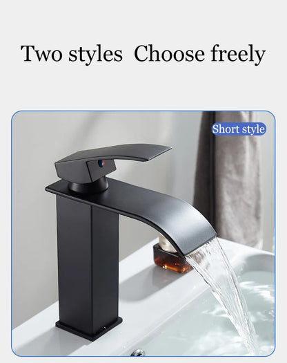 Luxury Black White Gold Waterfall Faucet Cold Pipe
