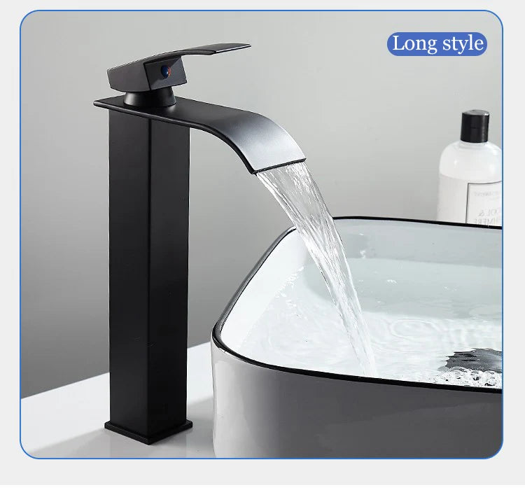 Luxury Black White Gold Waterfall Faucet Cold Pipe