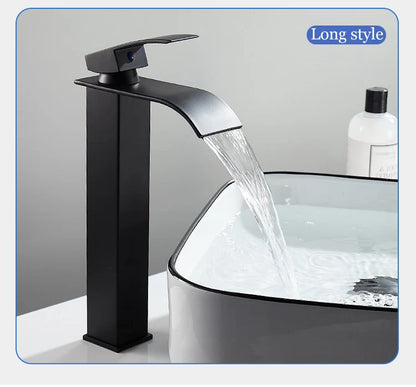 Luxury Black White Gold Waterfall Faucet Cold Pipe