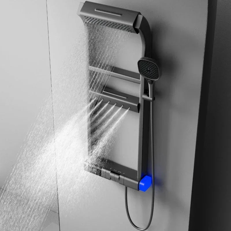 Black Multi-Function Shower System Bathroom Wall Mounted