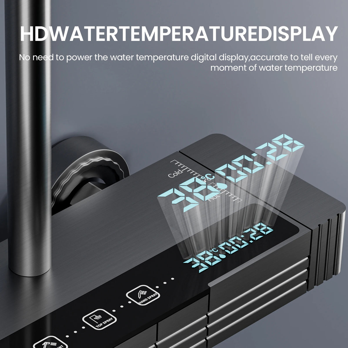 Smart Digital Display Shower Faucet Piano Style Rainlfall