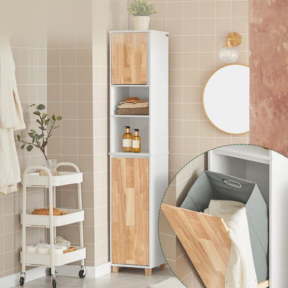 Sobuy Bzr74-W Bathroom High Wardrobe Fold-Out Laundry Bag