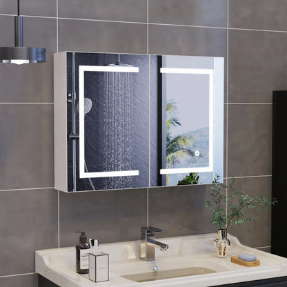Rosahqnda Anti-Fog Bathroom Mirror Cabinet Led Lighting Height