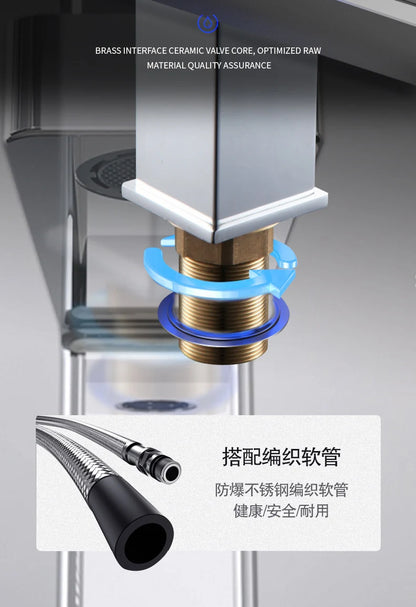 Luxury Black White Gold Waterfall Faucet Cold Pipe