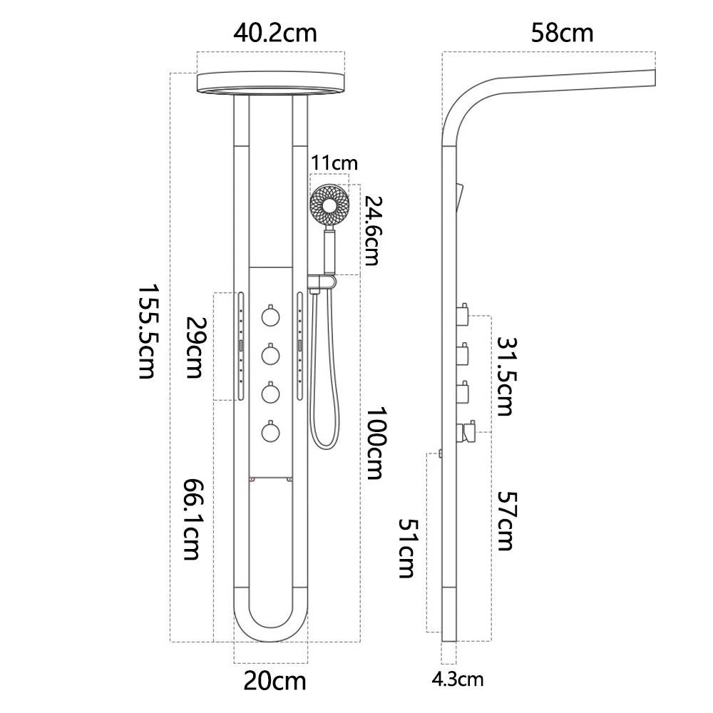 Wall Mounted Light Shower Faucet Panel Led Digital
