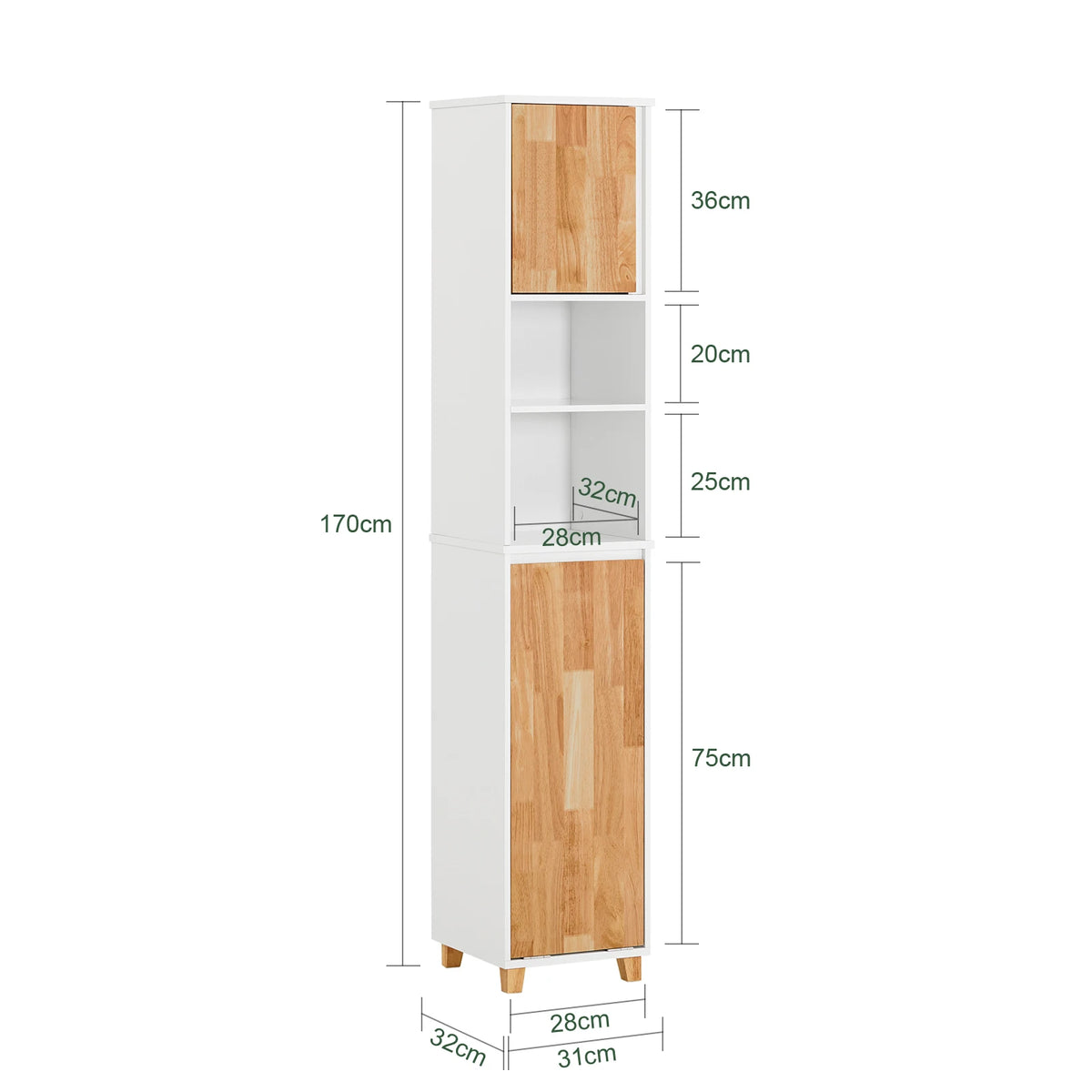 Sobuy Bzr74-W Bathroom High Wardrobe Fold-Out Laundry Bag