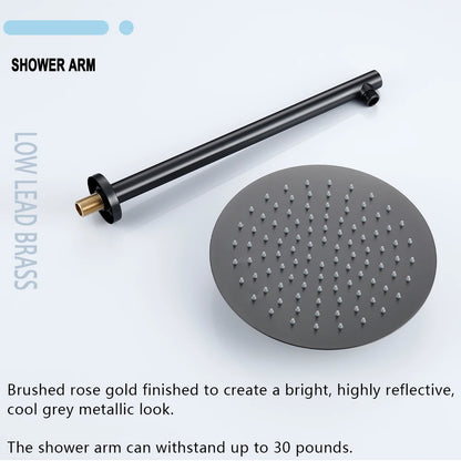 Black Bathroom Shower Faucet Wall Mount Rainfall Shower