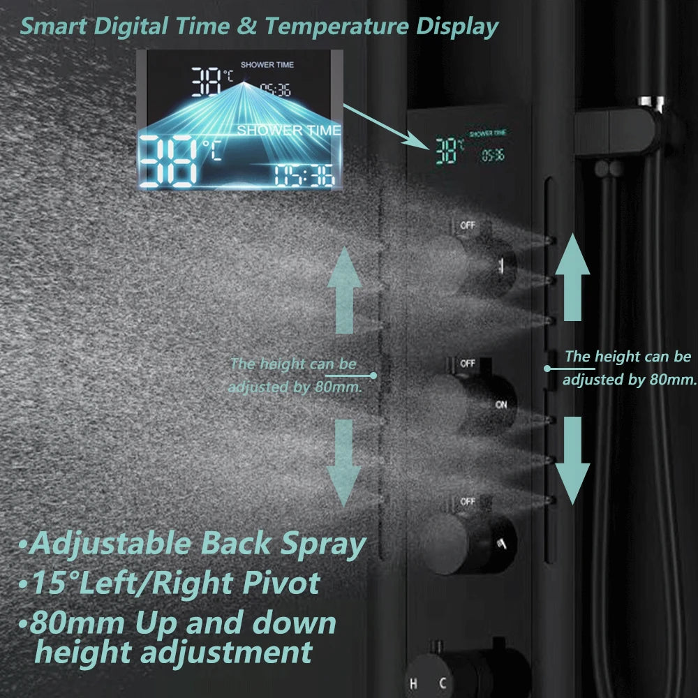 Bathroom Light Shower Faucet Panel Led Digital Display