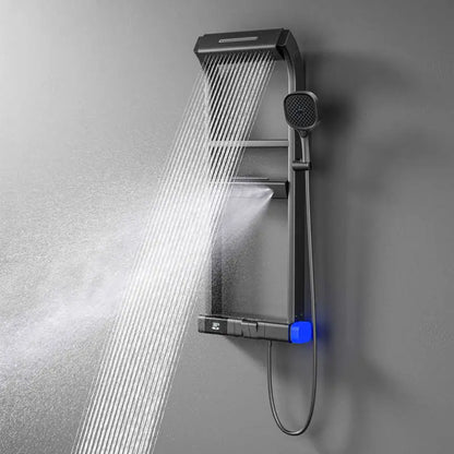 Black Multi-Function Shower System Bathroom Wall Mounted