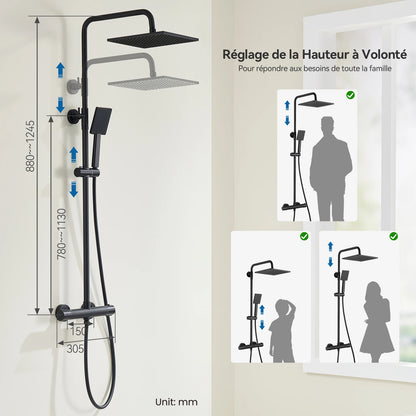 Shower Bar Thermostatic Mixer Tap Anti-Scald Mixer Tap
