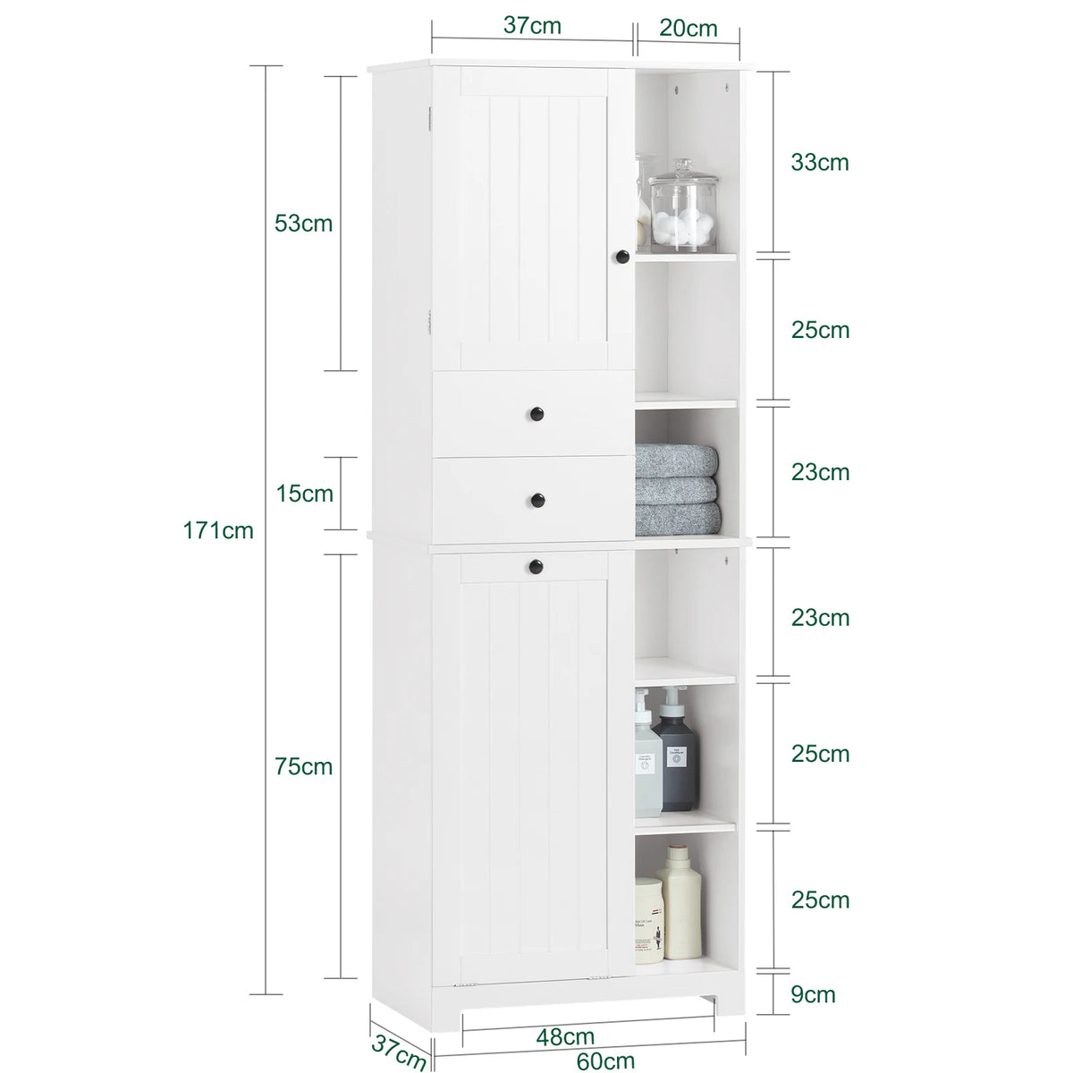 Sobuy Bzr104 High Wardrobe Fold-Out Bathroom Wardrobe Narrow
