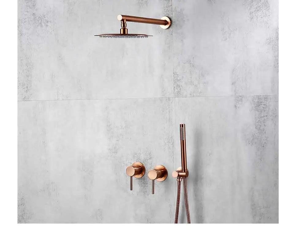 Rainfall Shower Rose Gold Wall Mounted Bathroom Shower