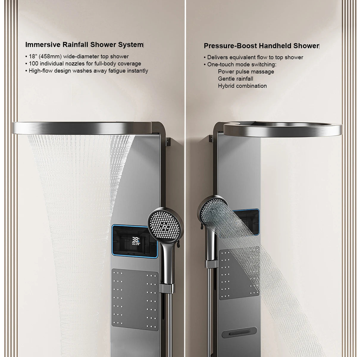 Led Shower Panel System Wall Mounted Rain &