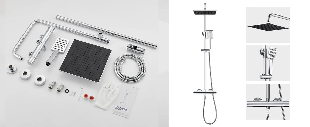Shower Bar Thermostatic Mixer Tap Anti-Scald Mixer Tap