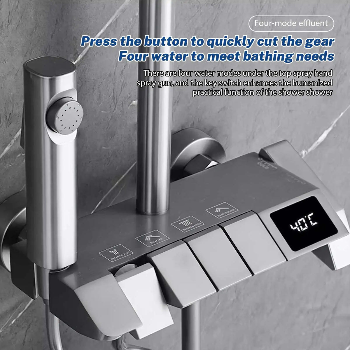 Smart Digital Display Shower Faucet Piano Style Rainlfall