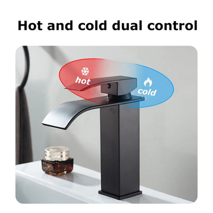 Luxury Black White Gold Waterfall Faucet Cold Pipe