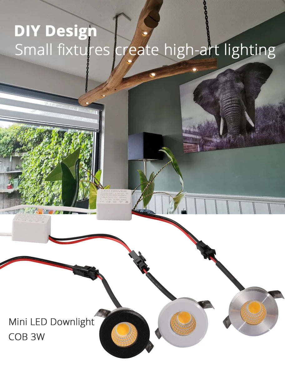 10pc/Pack Mini Cob Led Spotlights 3w 29mm 100v-240v