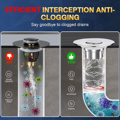 Bathroom Sink Drain Strainer - Pop-Up Filter Removable