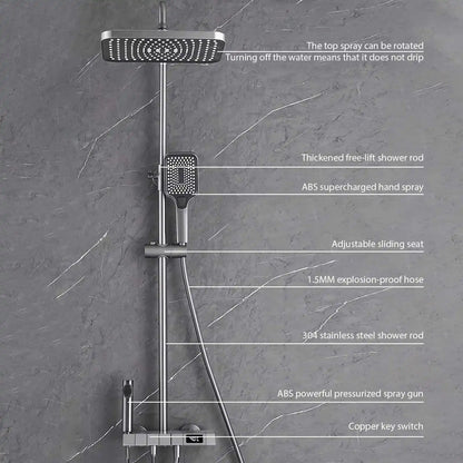 Smart Digital Display Shower Faucet Piano Style Rainlfall