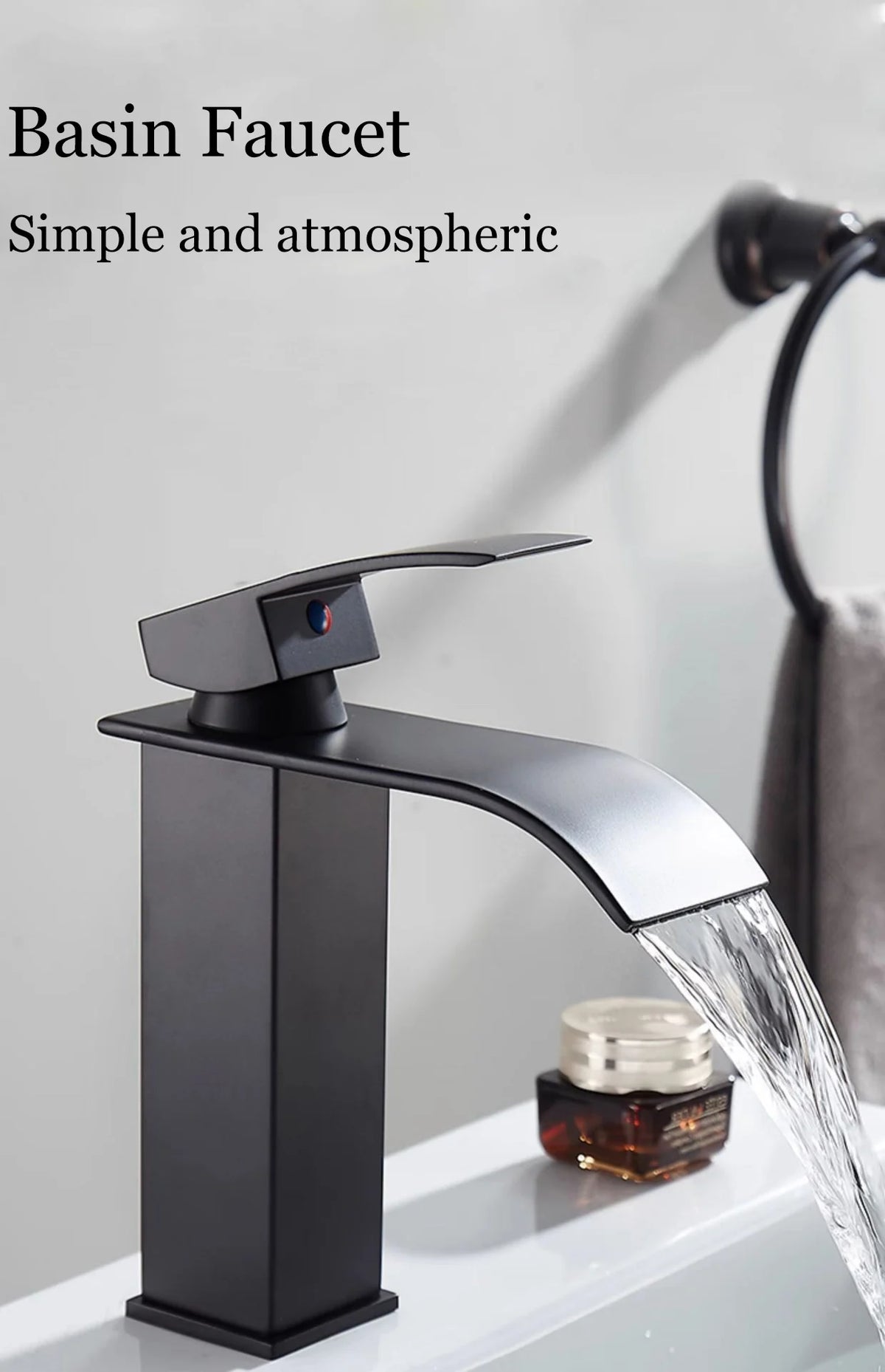 Luxury Black White Gold Waterfall Faucet Cold Pipe