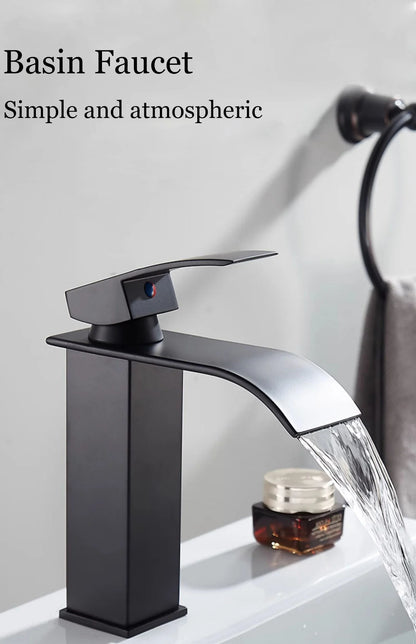 Luxury Black White Gold Waterfall Faucet Cold Pipe