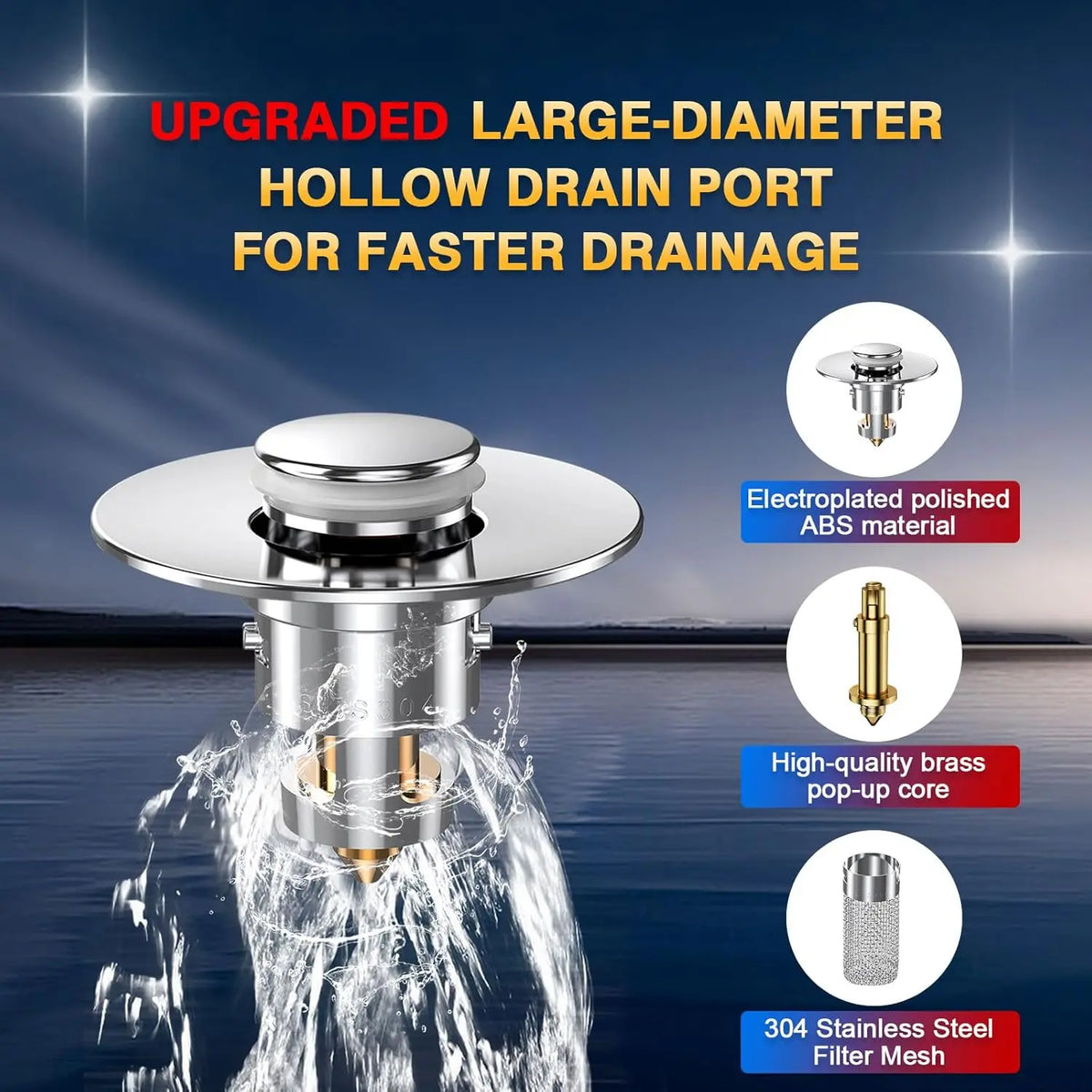 Bathroom Sink Drain Strainer - Pop-Up Filter Removable