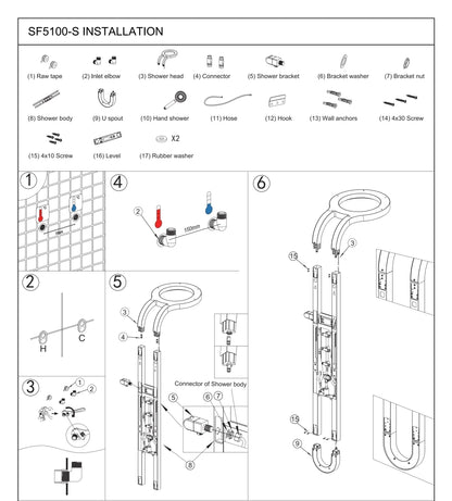 Wall Mounted Light Shower Faucet Panel Led Digital