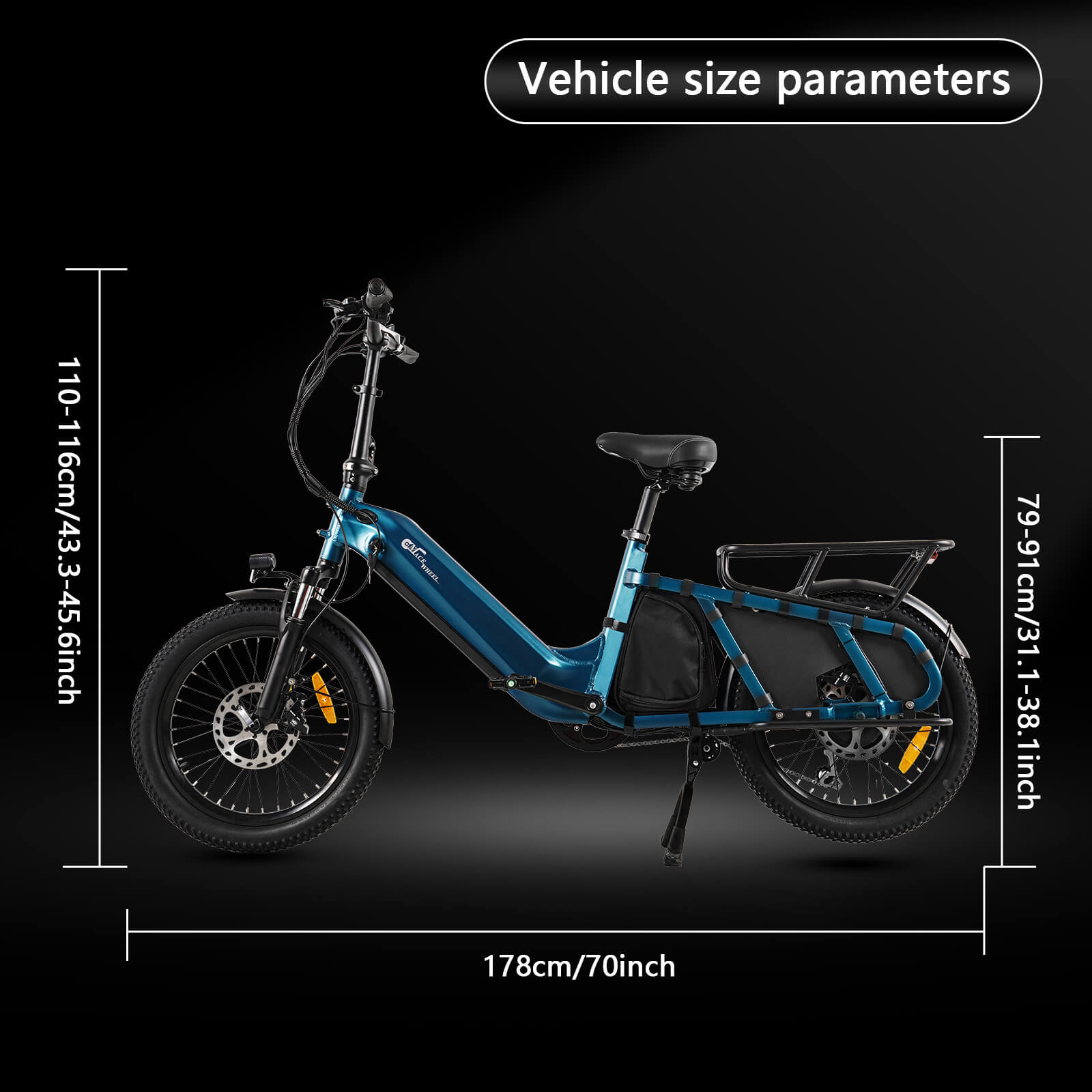 CMACEWHEEL HQ20 20Ah Torque Sensor Samsung Battery Hydraulic Brakes Ebike 2 in 1 Family E-Cargo Bike 400lbs Capacity