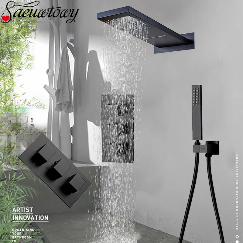 Thermostatic Shower Syste Waterfall Shower Faucet Concealed