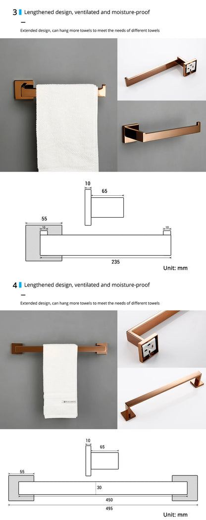 Rose Gold Bathroom Wall Mount Shelf Toilet Bath