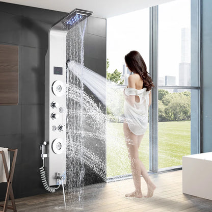Luxury Black/Brushed Bathroom Shower Faucet Led Rainfall Shower