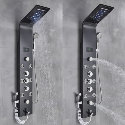 Luxury Black/Brushed Bathroom Shower Faucet Led Rainfall Shower