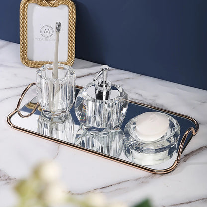 Crystal Glass Bathroom Toothbrush Cup Soap Dish Bottling