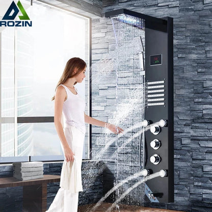 Led Light Shower Panel Faucet Waterfall Rain Shower