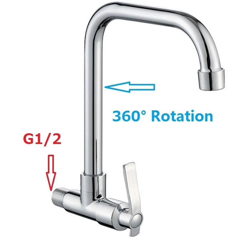 Wall Mount 360 Rotating Swivel Basin Sink Faucet