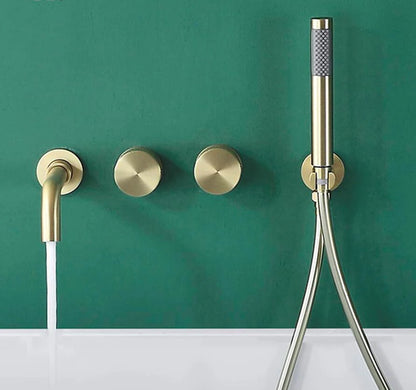 Bathroom Shower Faucet Black Mixer Valve Brushed Gold
