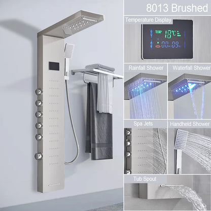 Led Light Shower Panel Waterfall Rain Digital Display