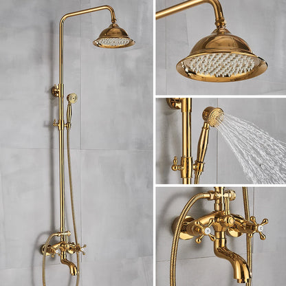 Rozin Gold Bathroom Shower Faucet Wall Mounted Brass