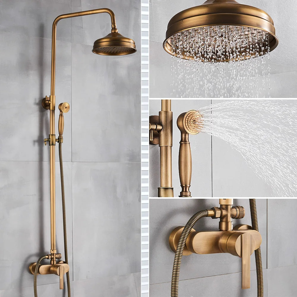 Antique Brass Bathroom Shower Faucet Bath Shower Mixer