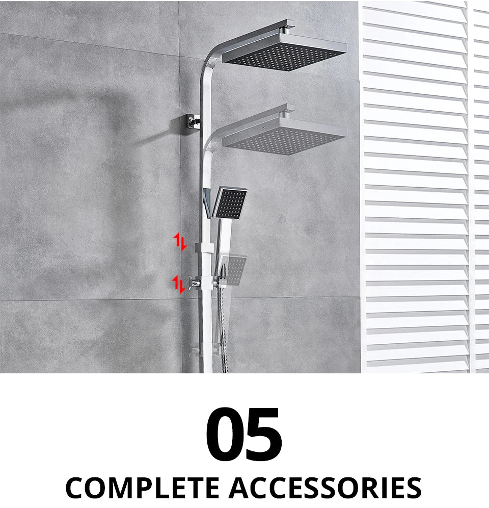 Uythner Bathroom Chrome/Black Shower Faucet Rotate Tub Spout