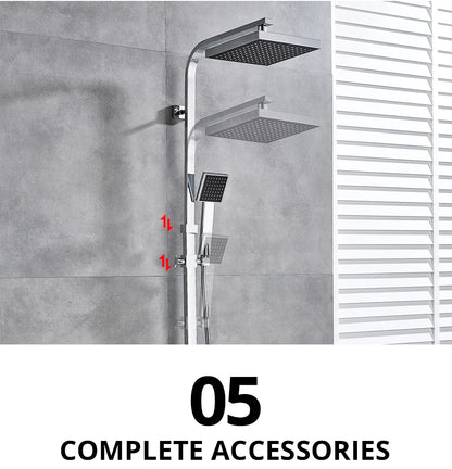 Uythner Bathroom Chrome/Black Shower Faucet Rotate Tub Spout