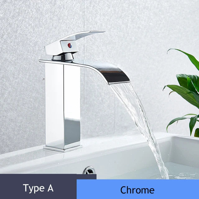 Handle Waterfall Matte Black Bathroom Basin Faucet Waterfall