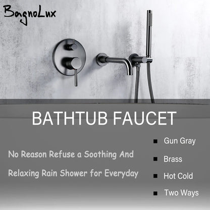 Bathtub Mixer Tap Shower Cold Bathroom Faucet Brushed