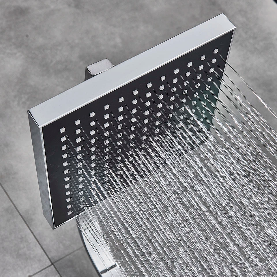 Uythner Bathroom Chrome/Black Shower Faucet Rotate Tub Spout