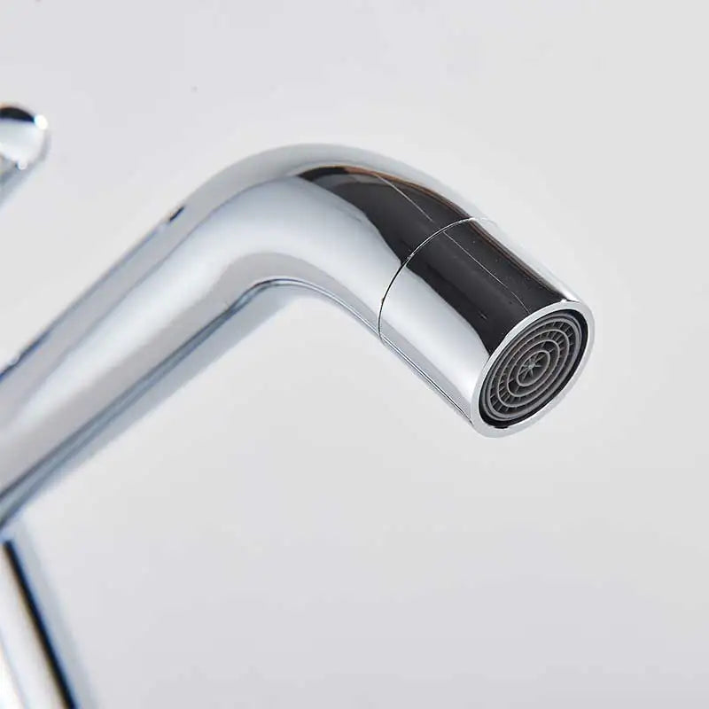 Tall Basin Sink Faucet Slim Black Chrome Bathroom